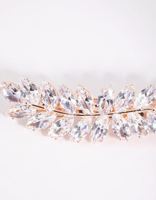 Rose Gold Navette Crystal Laurel Clip
