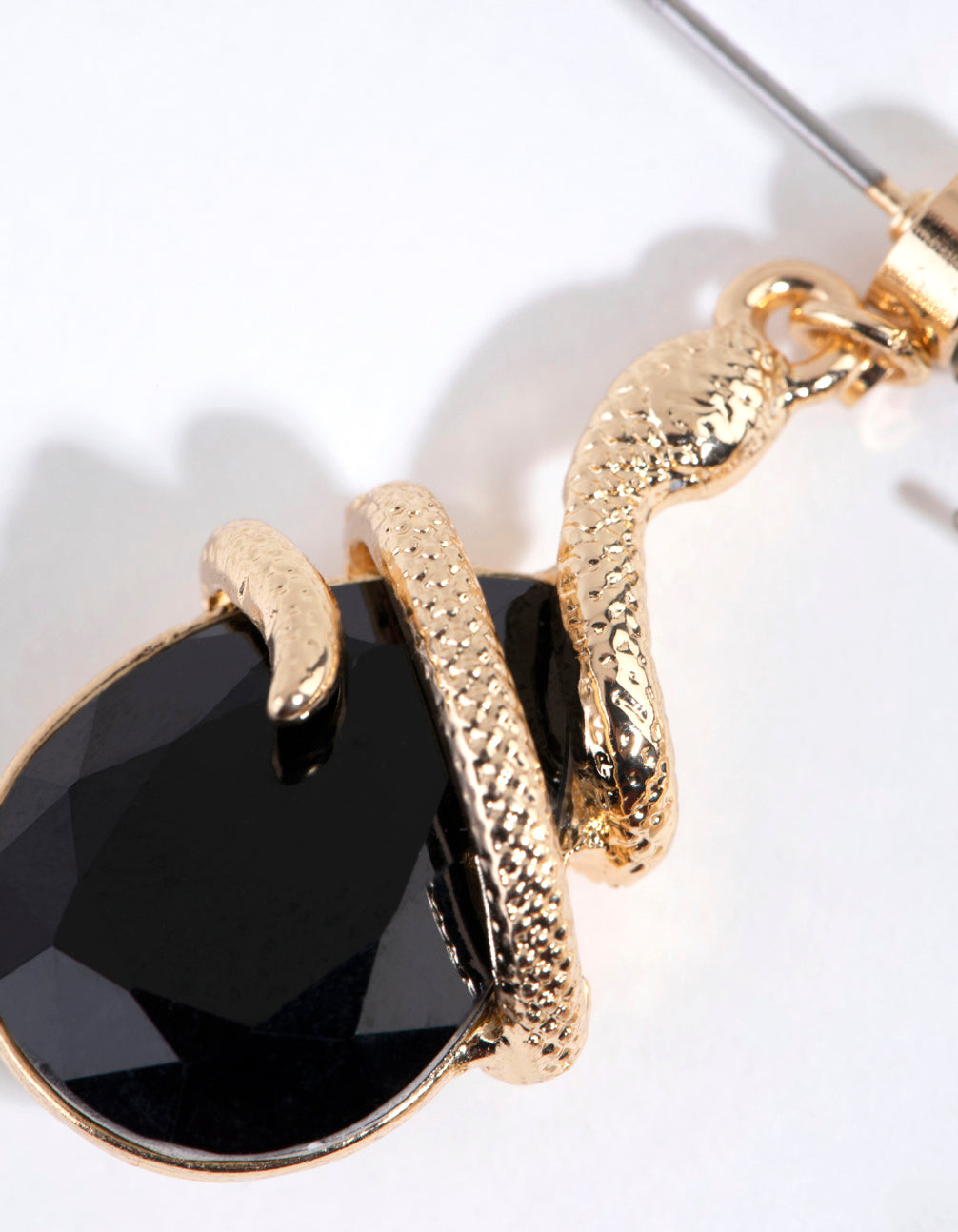 Black Snake Wrap Drop Earrings