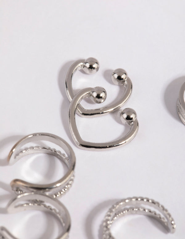 Silver Textured Ear Cuff Stack Pack