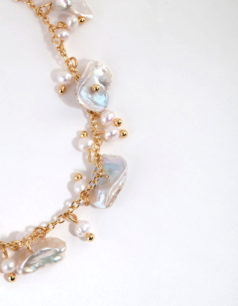 Gold Plated Freshwater Pearl Cluster Drop Necklace