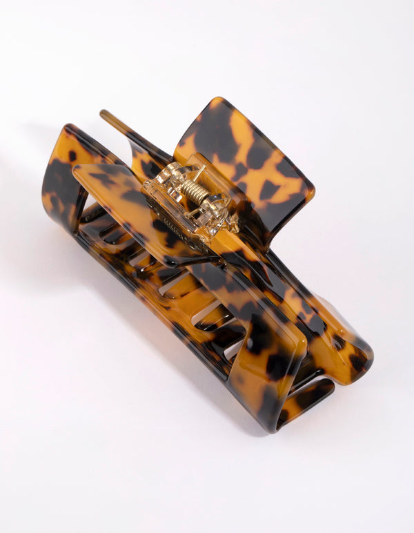Long Rectangular Tortoiseshell Acrylic Claw