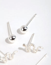 Sterling Silver Snake & Ball Stud Earring Pack - link has visual effect only