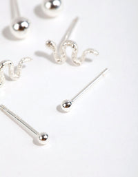 Sterling Silver Snake & Ball Stud Earring Pack - link has visual effect only