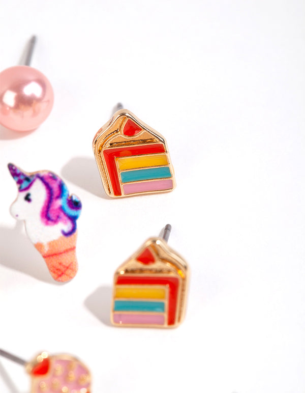 Kids Gold Sweets Stud Earring Pack