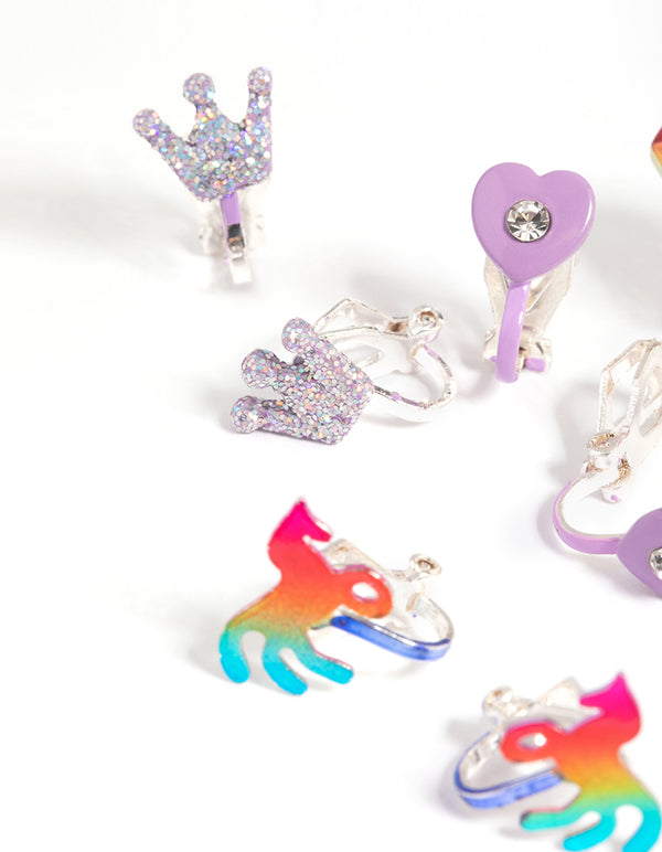 Kids Silver Royal Clip On Earring Pack