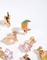 Kids Gold Galaxy Clip On Earring Pack - link has visual effect only