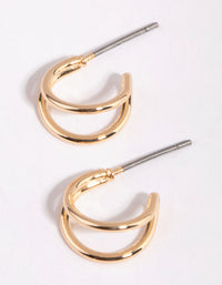 Gold Double Hoop Huggie Earrings - link has visual effect only
