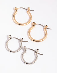 Mixed Metal Small Classic Hoop Earrings - link has visual effect only