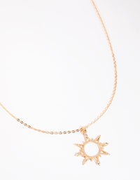 Gold Pointed Sun Pendant Necklace - link has visual effect only