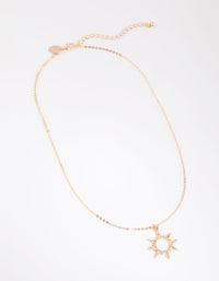 Gold Pointed Sun Pendant Necklace - link has visual effect only