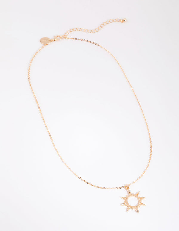 Gold Pointed Sun Pendant Necklace