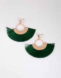 Green Fringe Drop Earrings - link has visual effect only