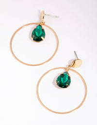 Gold Pear Cut Diamante Open Circle Earrings - link has visual effect only