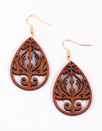Wooden Teardrop Earrings - link has visual effect only
