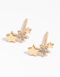 Gold Plated Sterling Silver Star Cluster Stud Earrings - link has visual effect only