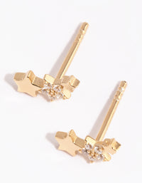 Gold Plated Sterling Silver Star Cluster Stud Earrings - link has visual effect only