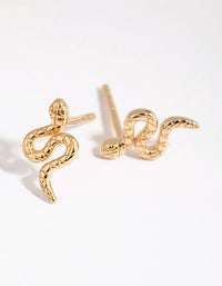 Gold Plated Sterling Silver Curled Snake Stud Earrings - link has visual effect only