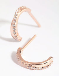 Rose Gold Plated Sterling Silver Cubic Zirconia Crossover Hoop Earrings - link has visual effect only