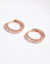 Rose Gold Plated Sterling Silver Baguette Huggie Earrings - link has visual effect only