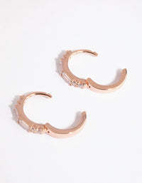 Rose Gold Plated Sterling Silver Baguette Huggie Earrings - link has visual effect only