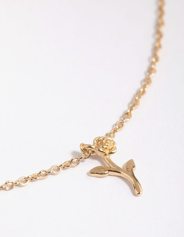 Gold Plated Sterling Silver Rose Necklace