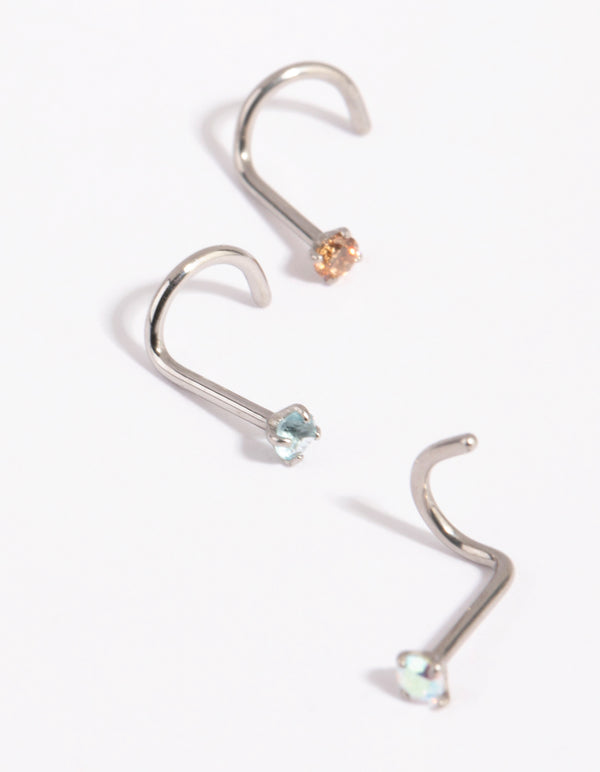 Surgical Steel Light Stone Nose Stud Pack