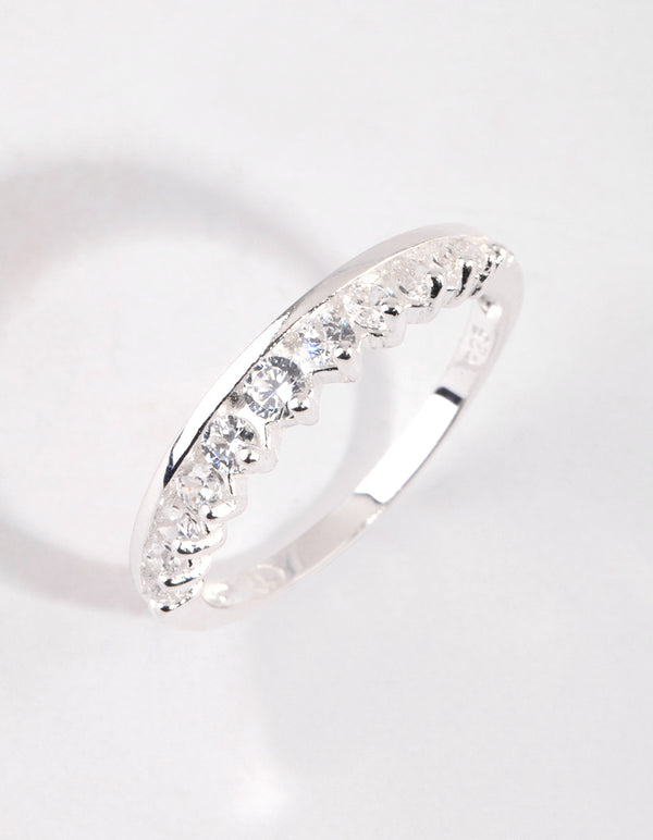 Sterling Silver Diamante Row Ring