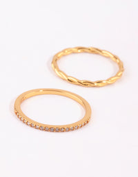 Gold Twisted Diamante Ring Pack - link has visual effect only