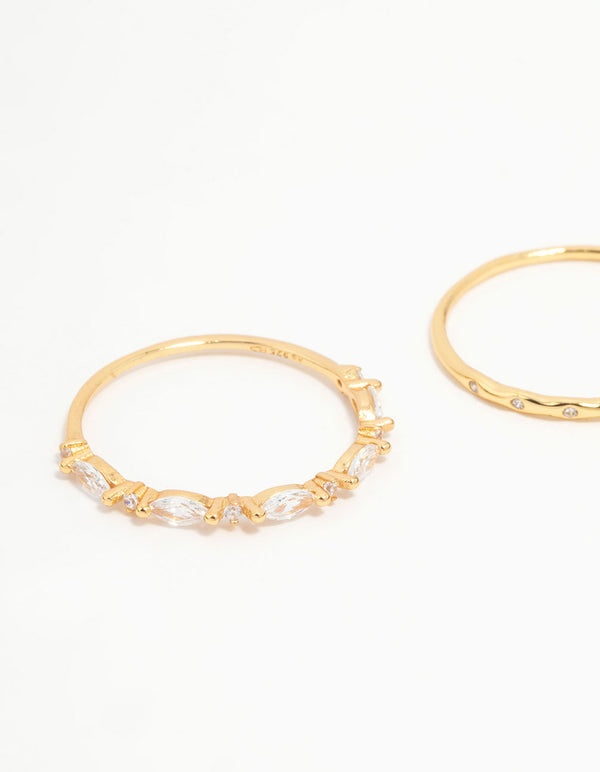 Gold Plated Sterling Silver Marquise Ring Set