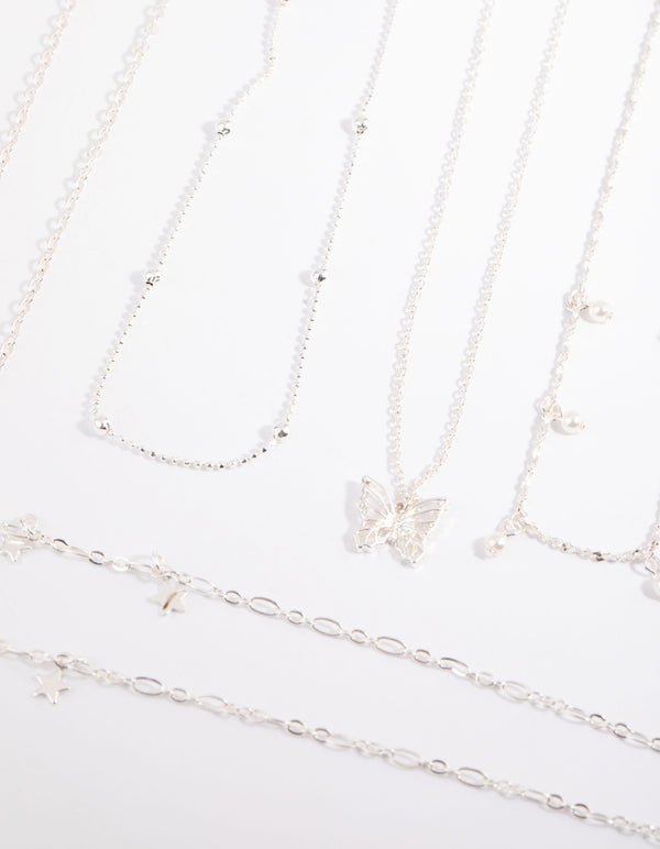 Silver Star & Pearl Choker 6-Pack