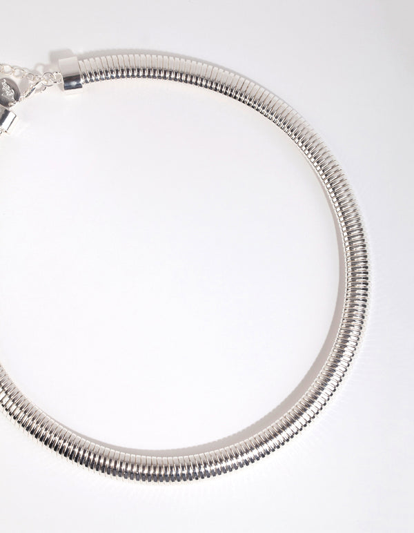 Silver Ribbed Torque Necklace