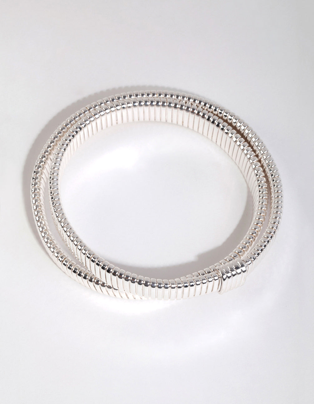 Silver Ribbed Wrap Bracelet