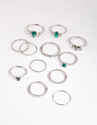 Silver Mixed Band & Stone Ring Pack - link has visual effect only