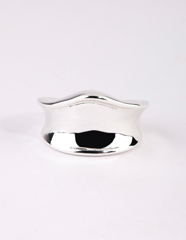Silver Wide Molten Ring