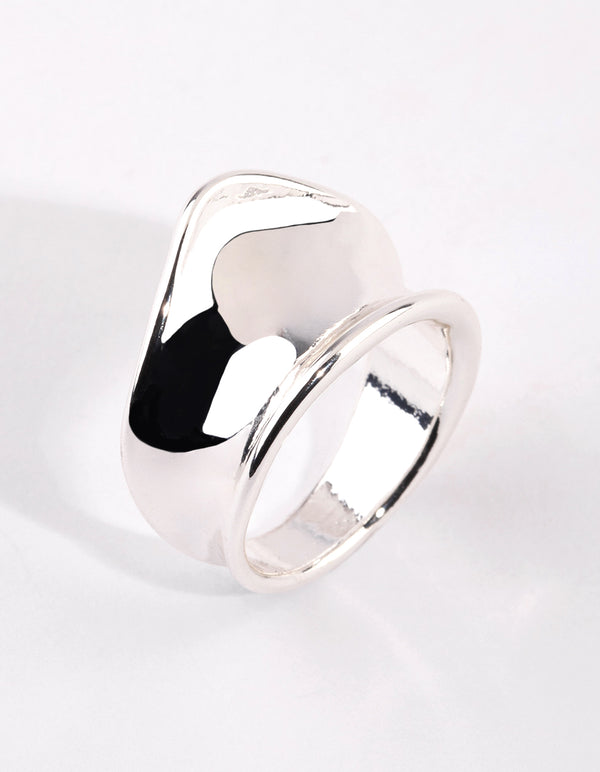 Silver Wide Molten Ring
