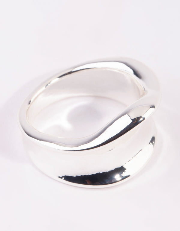 Silver Wide Molten Ring