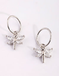 Surgical Steel Cubic Zirconia Dragonfly Hoop Earrings - link has visual effect only