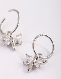 Surgical Steel Cubic Zirconia Dragonfly Hoop Earrings - link has visual effect only