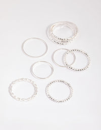 Silver Mixed Texture Ring Pack - link has visual effect only