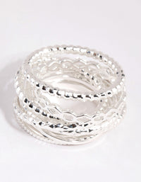 Silver Mixed Texture Ring Pack - link has visual effect only