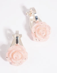 Pink Moulded Flower Clip-On Earrings - link has visual effect only