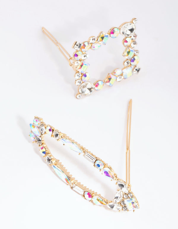 Gold Mixed Shape Diamante Clips
