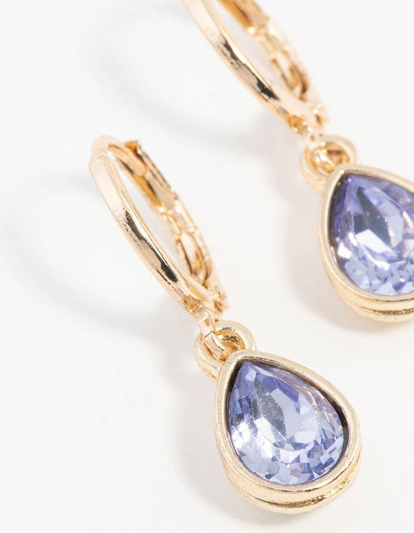 Purple Dainty Huggie Earrings