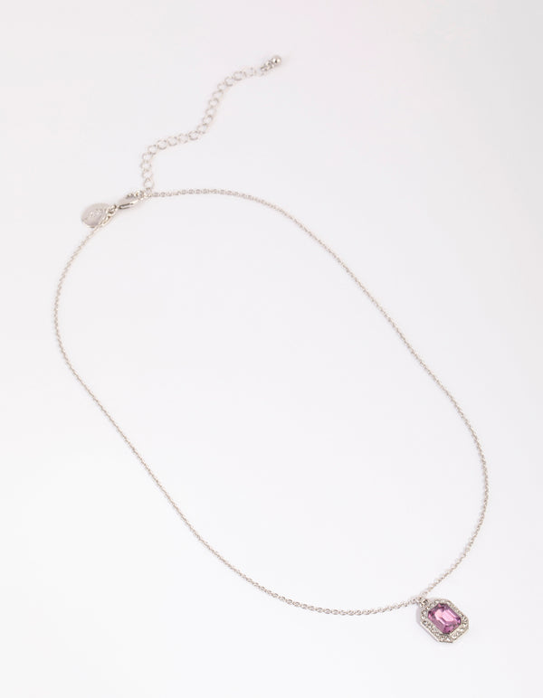 Silver Diamante Radiant Pendant Necklace