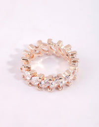 Rose Gold Navette Cubic Zirconia Diagonal Band Ring - link has visual effect only
