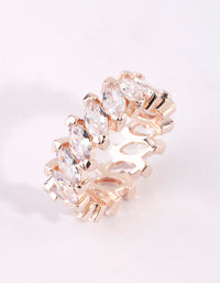 Rose Gold Navette Cubic Zirconia Diagonal Band Ring - link has visual effect only