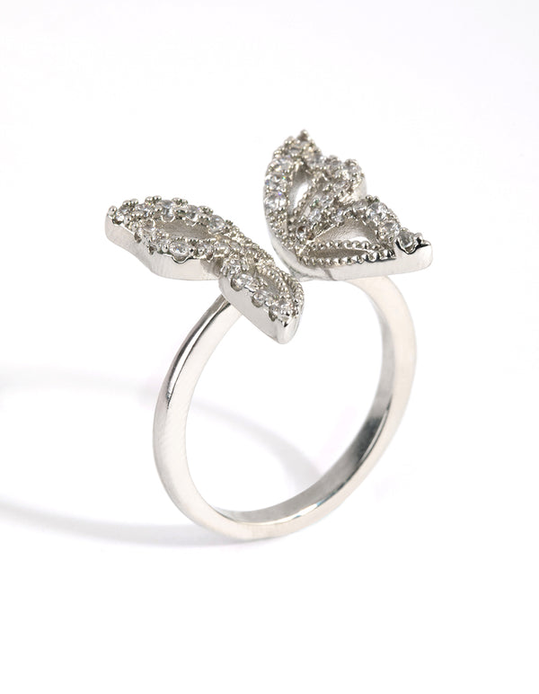 Silver Cubic Zirconia Butterfly Ring