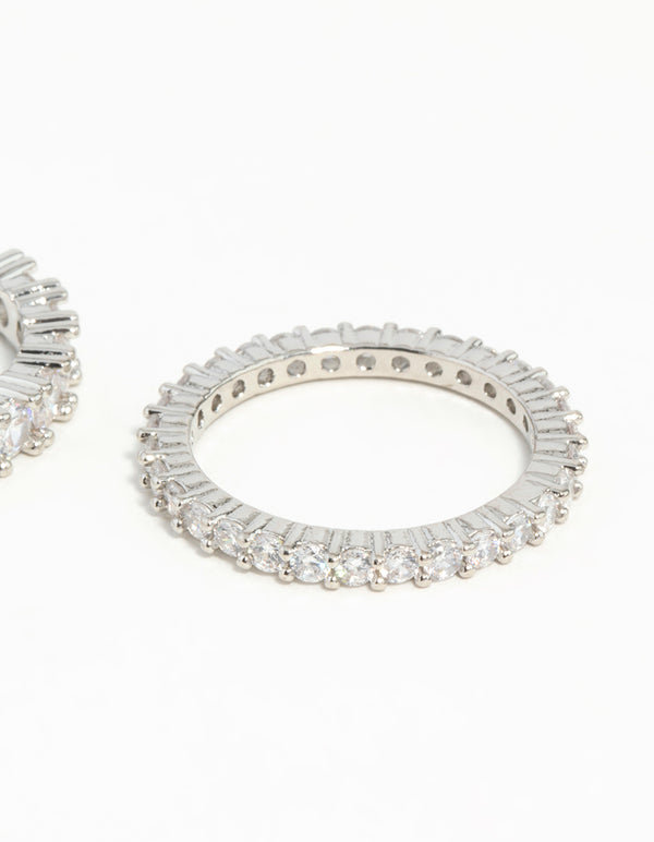 Silver Cubic Zirconia Triple Band Ring