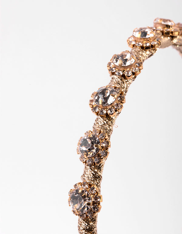 Gold Thread Wrapped Diamante Headband