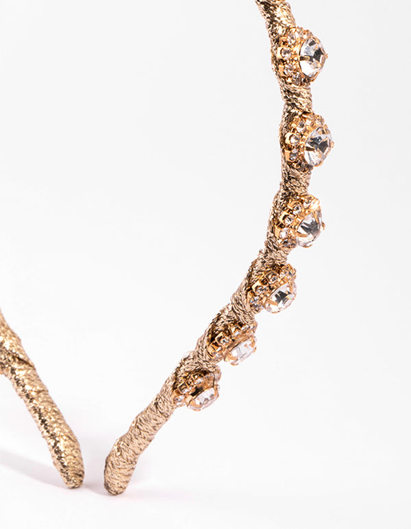 Gold Thread Wrapped Diamante Headband